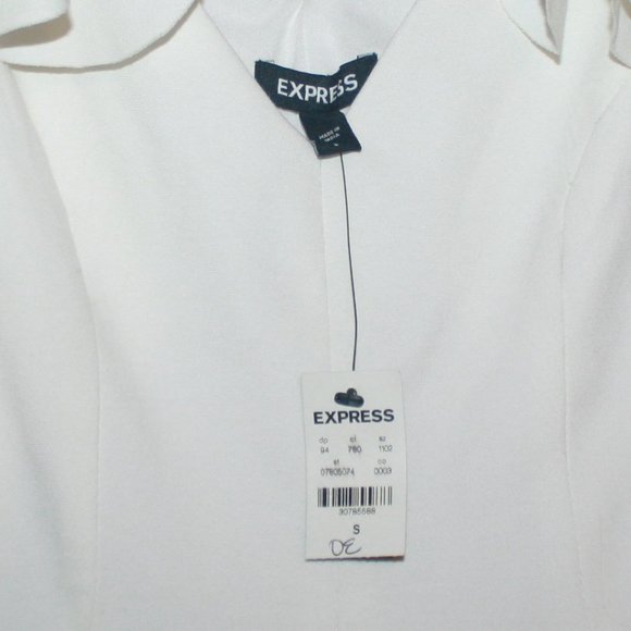 Express White Sheath Dress Ruffled Sleeveless V Neck NWT 🌵Small - Picture 7 of 9